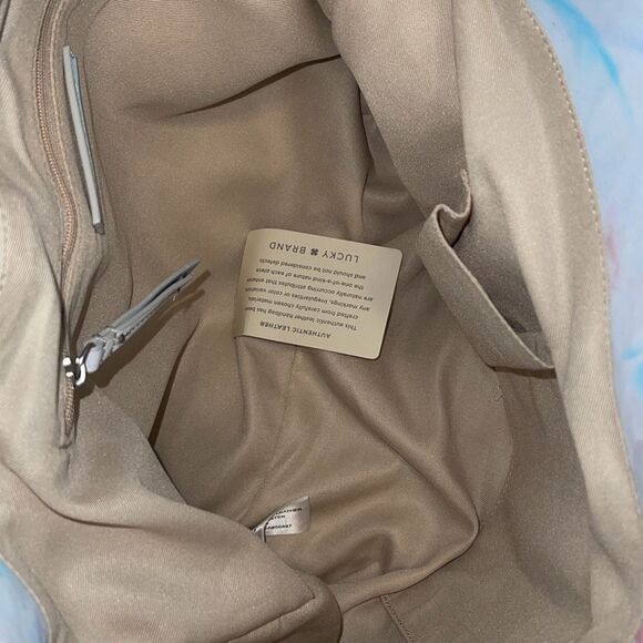 Lucky Brand Womens Leather Tie Dye Purse Tote Shoulder Bag White Pink Large NWOT - Picture 7 of 9